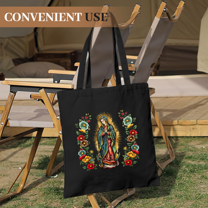 Floral Mosque Print Canvas Tote | Minimal Muslim Lightweight Carry Handbag
