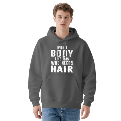 Funny Bald Guy Body Quote Red Hoodie, Men Humor Relaxed Warm Sweatshirt