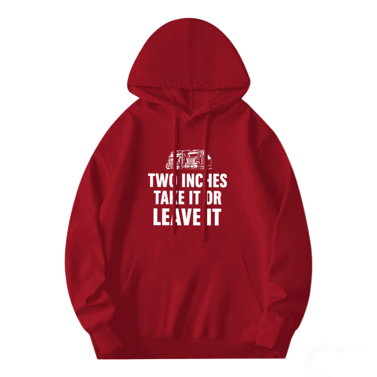 Two Inches Truck Red Hoodie, Unisex Funny Casual Comfort Pullover