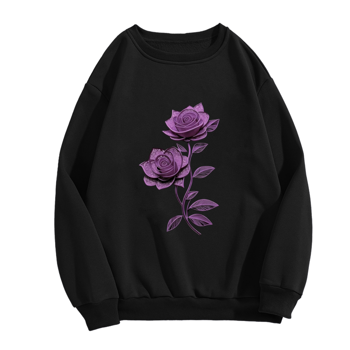 Shimmer Purple Dual Rose Art Crewneck Sweatshirt
