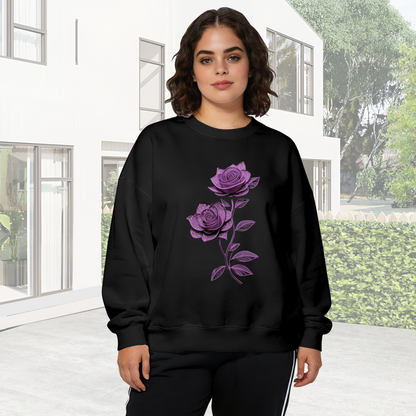 Shimmer Purple Dual Rose Art Crewneck Sweatshirt