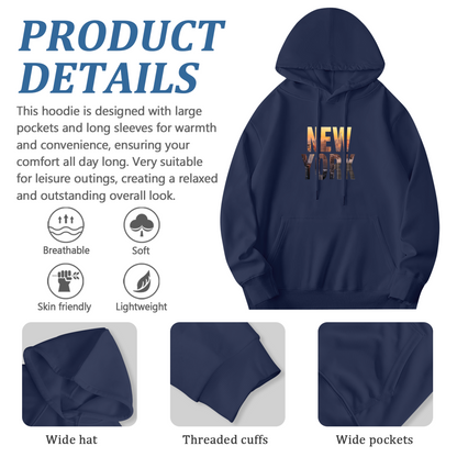 New York City Skyline Text Art Pullover Hoodie