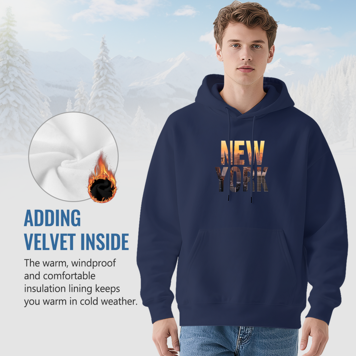 New York City Skyline Text Art Pullover Hoodie