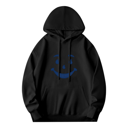 Cool Blue Smiley Face Fun Casual Pullover Hoodie