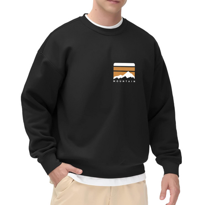 Retro Mountain Sunset Block Minimal Crew Sweatshirt