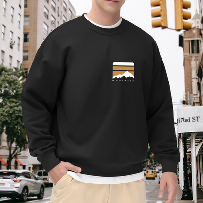 Retro Mountain Sunset Block Minimal Crew Sweatshirt