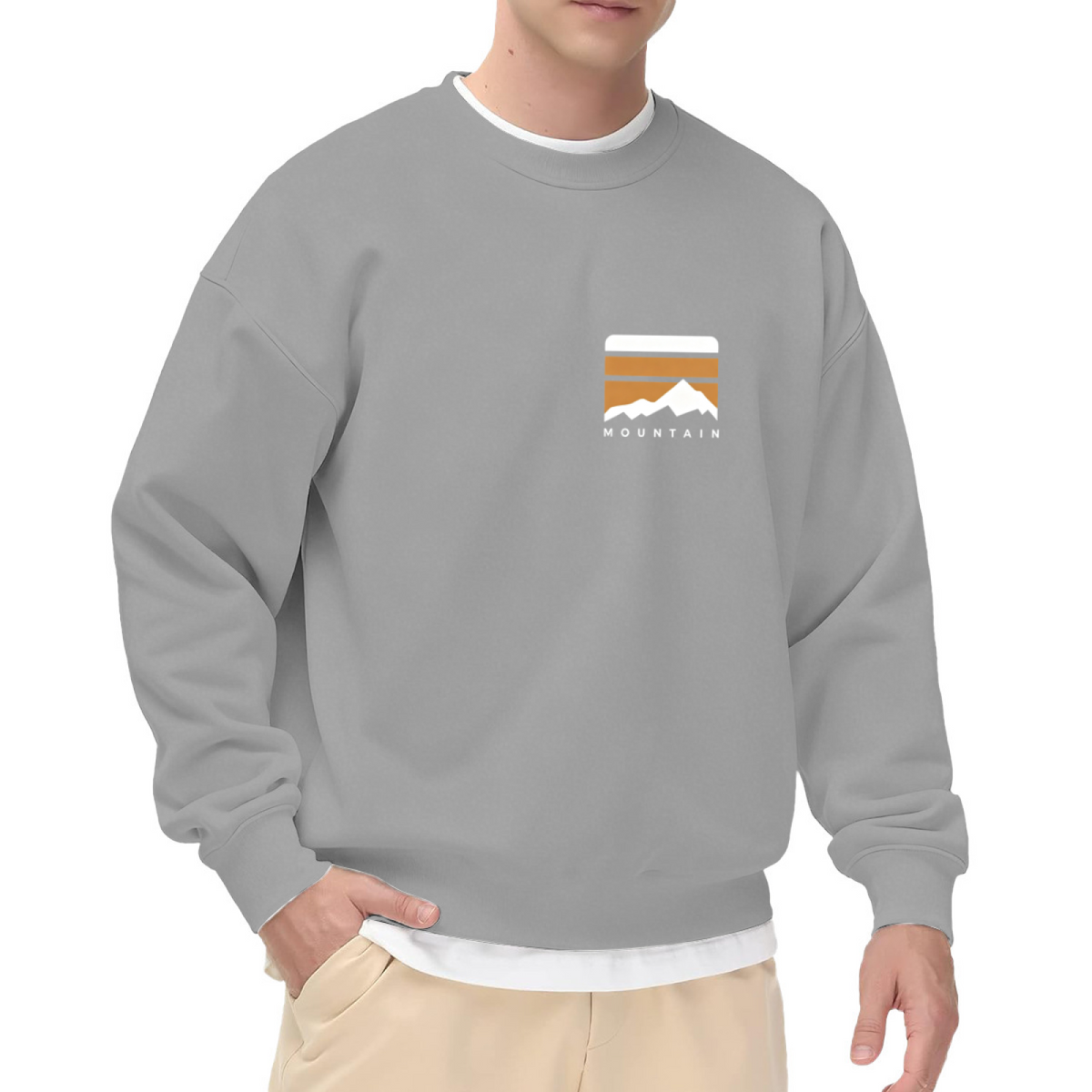 Retro Mountain Sunset Block Minimal Crew Sweatshirt