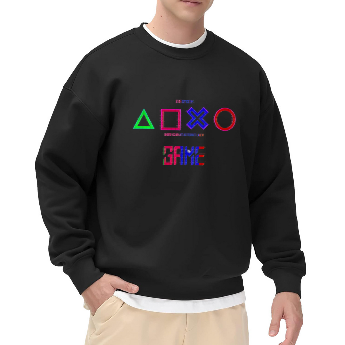 Glitch Game Buttons THE SYSTEM GAME Graphic Sweatshirt