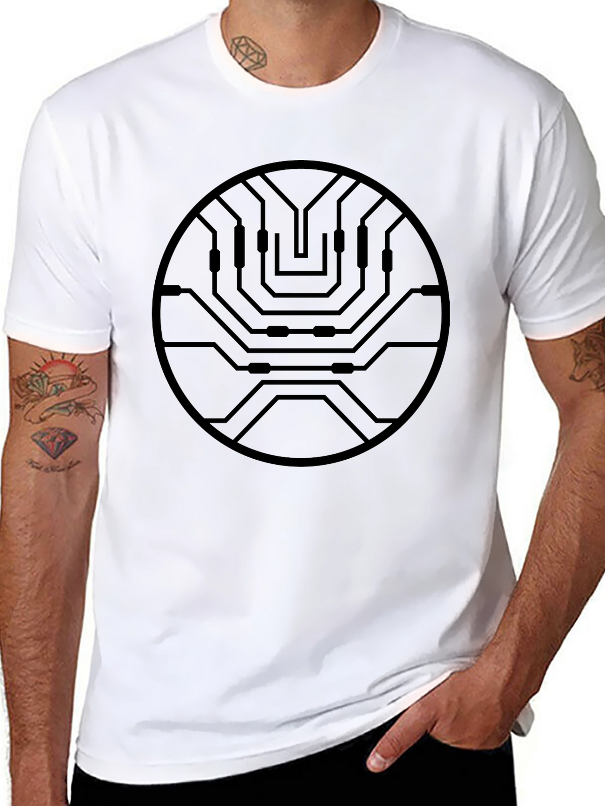 Tech Circuit Black Graphic Tee