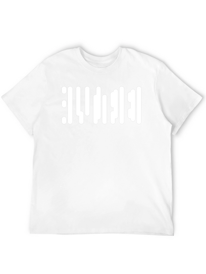 Abstract White Barcode Style Graphic T-Shirt