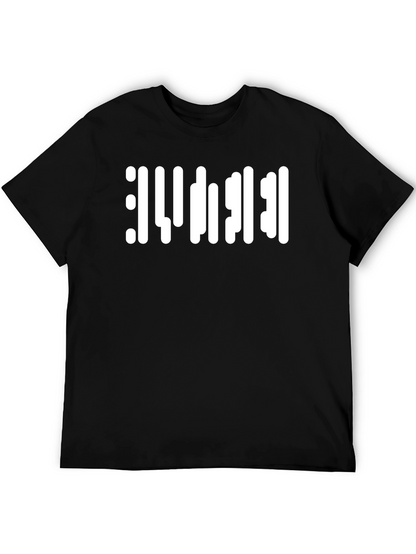 Abstract White Barcode Style Graphic T-Shirt