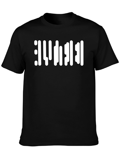 Abstract White Barcode Style Graphic T-Shirt