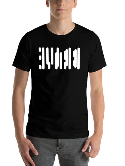 Abstract White Barcode Style Graphic T-Shirt