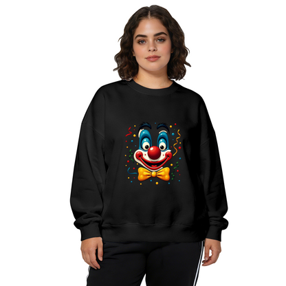 Playful Retro Clown Face Print Casual Crewneck Sweatshirt