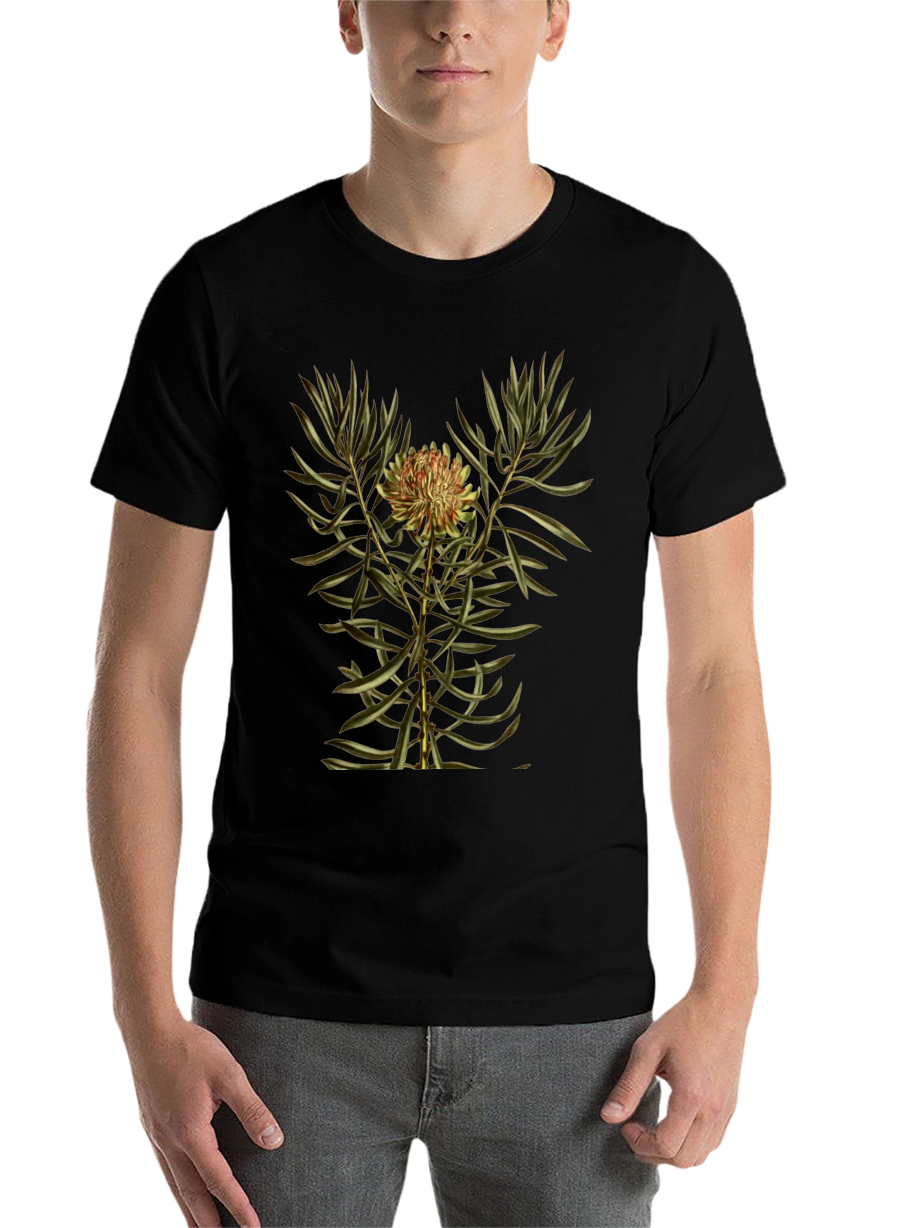 Botanical Print Black T-Shirt
