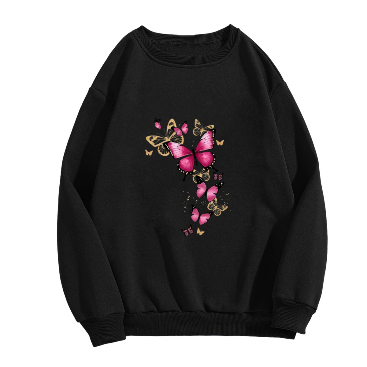 Pink & Golden Butterfly Art Crewneck Sweatshirt