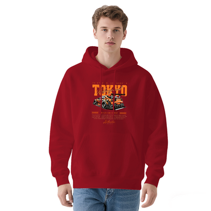 Minimal Small Smiley Accent Red Hoodie