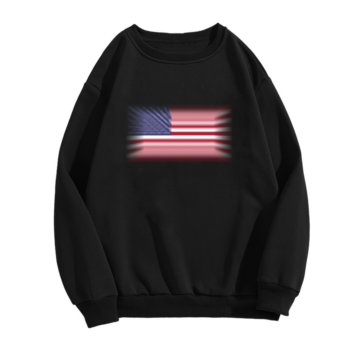 Blur Effect American Flag Patriotic Crewneck Sweatshirt