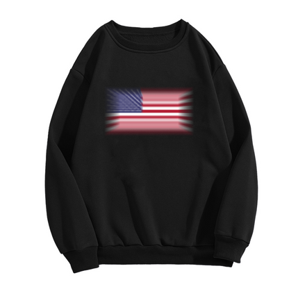 Blur Effect American Flag Patriotic Crewneck Sweatshirt