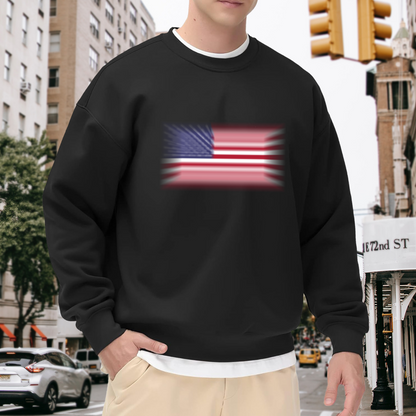 Blur Effect American Flag Patriotic Crewneck Sweatshirt