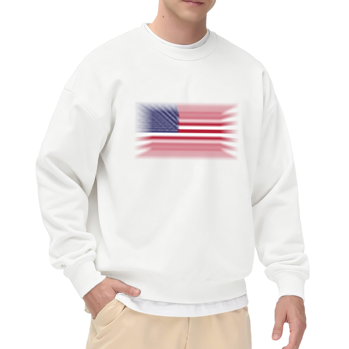 Blur Effect American Flag Patriotic Crewneck Sweatshirt
