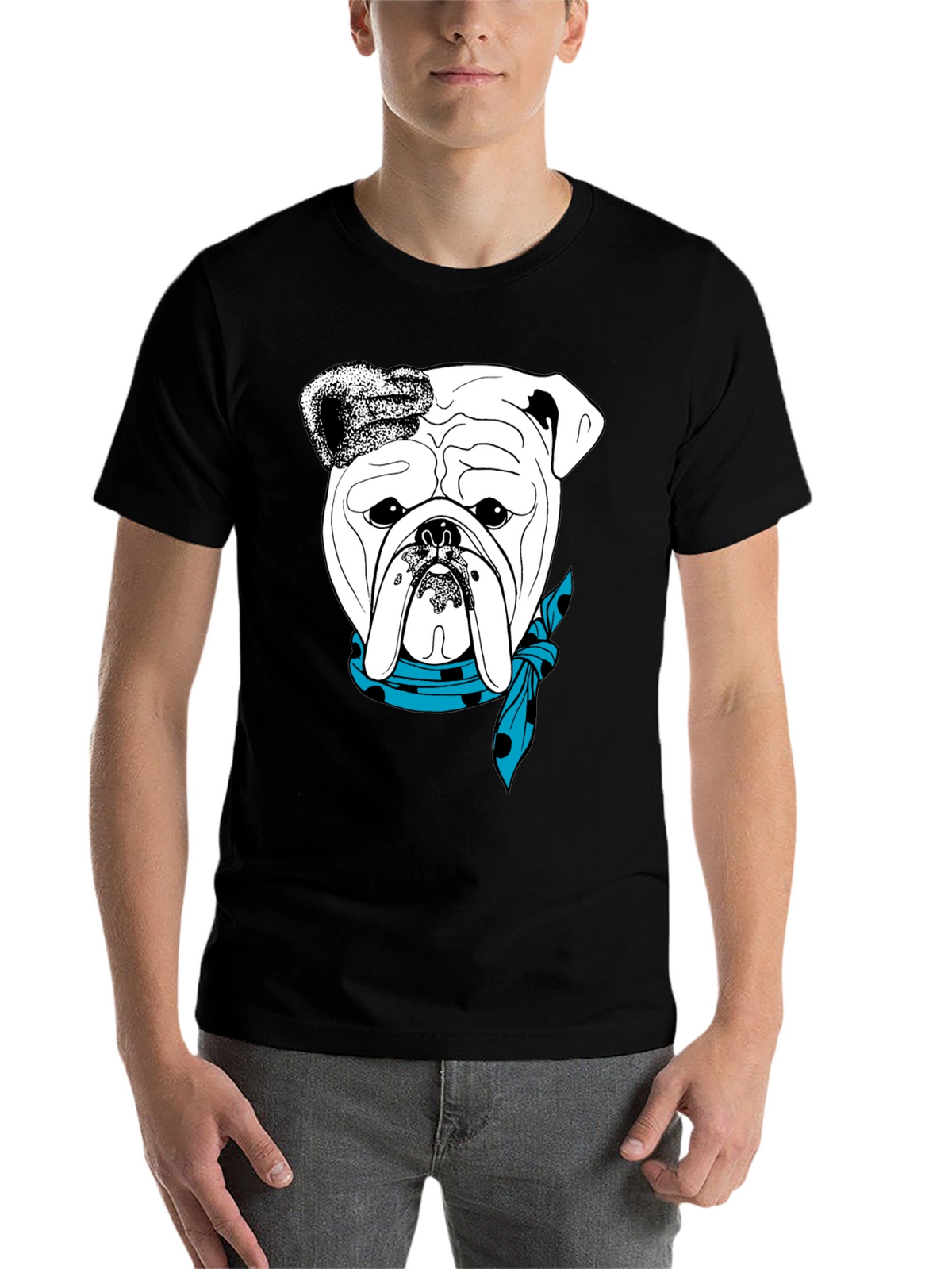 Bulldog Bandana Graphic Tee - Stylish Dog Lover T-Shirt