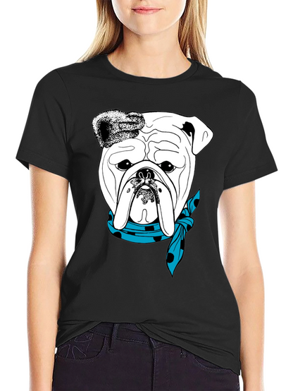 Bulldog Bandana Graphic Tee - Stylish Dog Lover T-Shirt