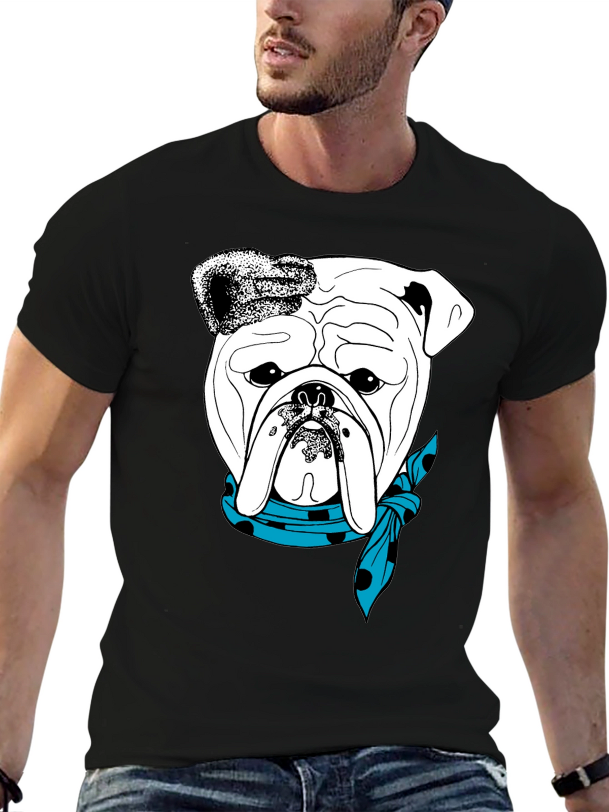Bulldog Bandana Graphic Tee - Stylish Dog Lover T-Shirt