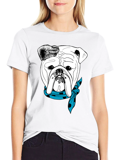 Bulldog Bandana Graphic Tee - Stylish Dog Lover T-Shirt