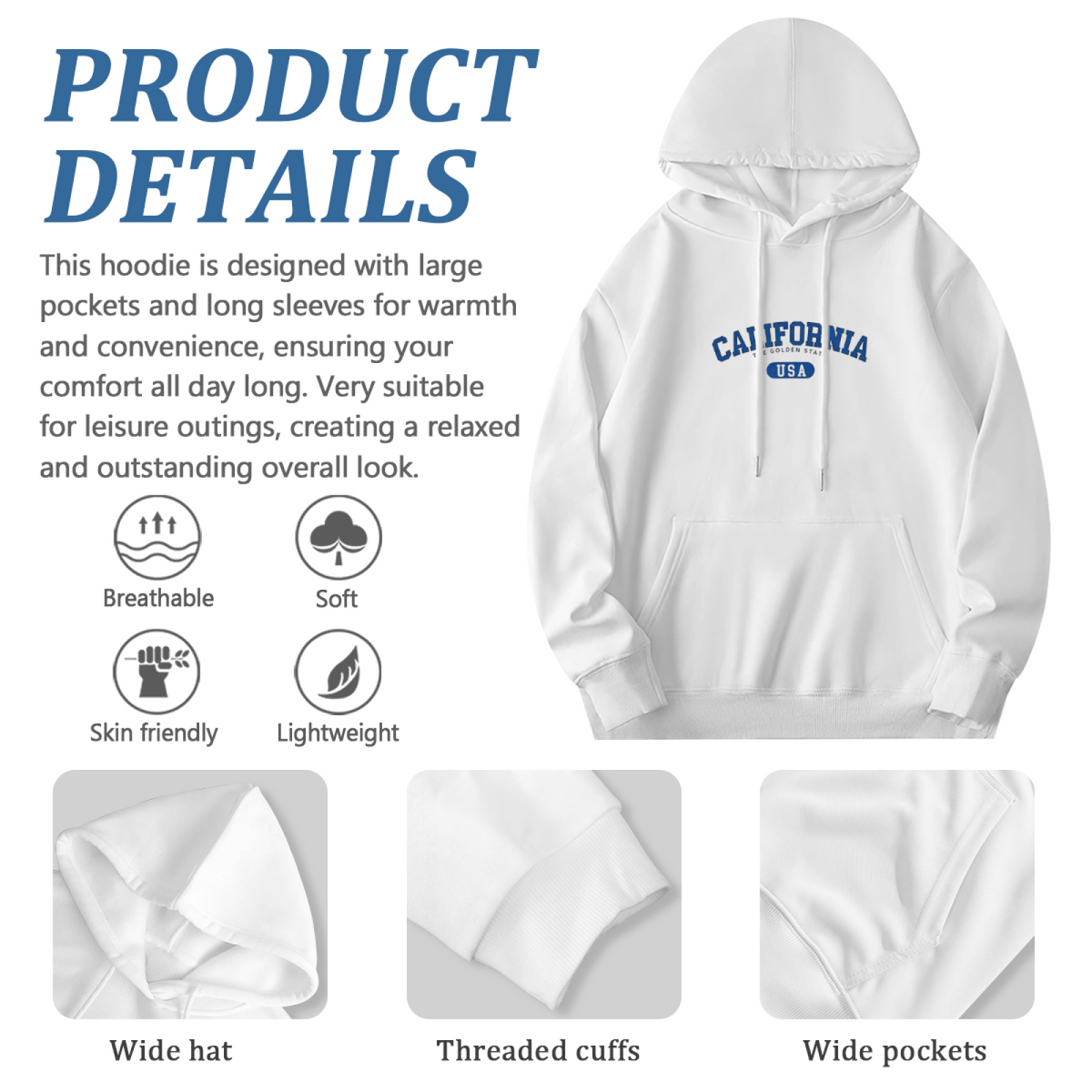 Classic CALIFORNIA USA Vintage College Hoodie