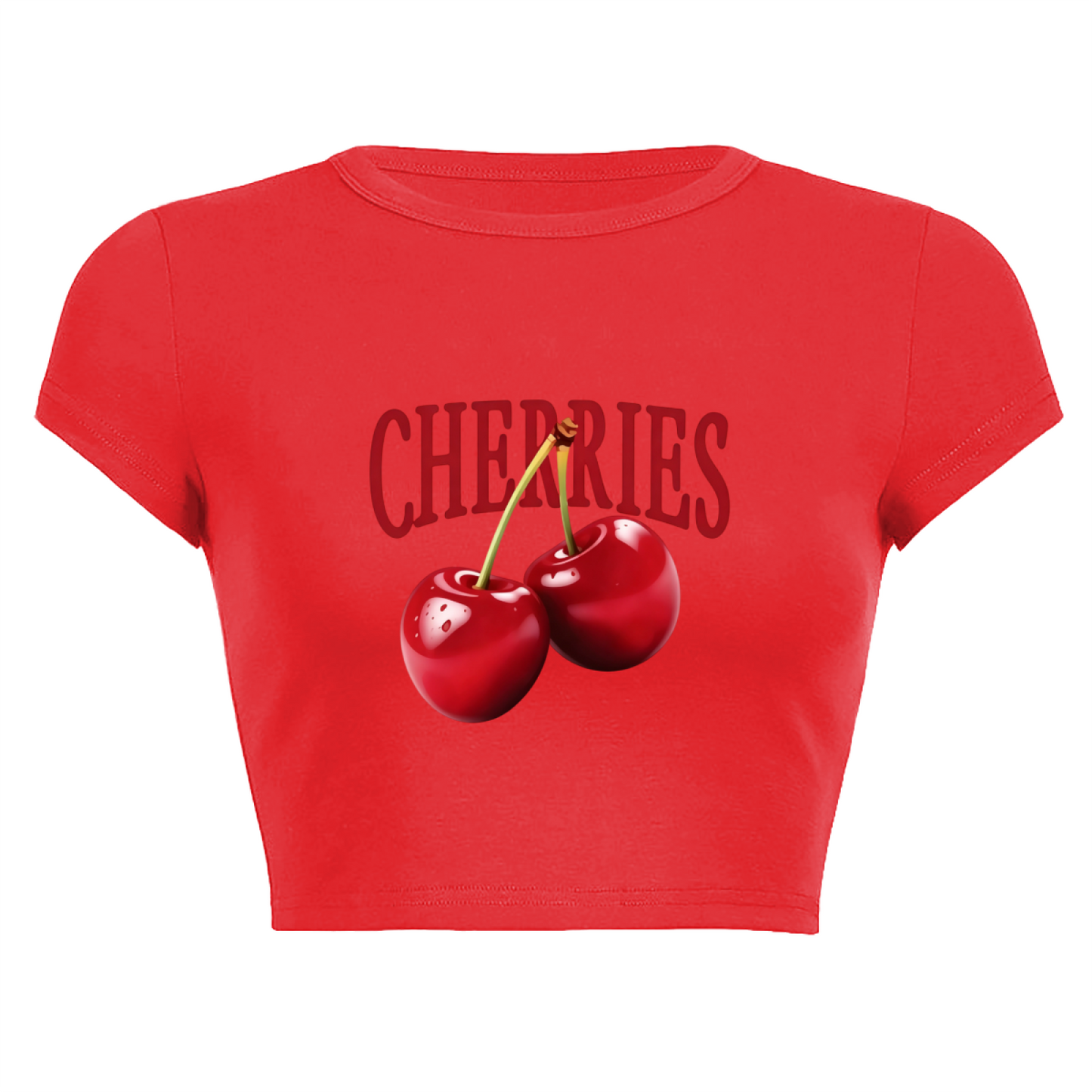 Juicy CHERRIES Fruit Print Vibrant Red Crop Top