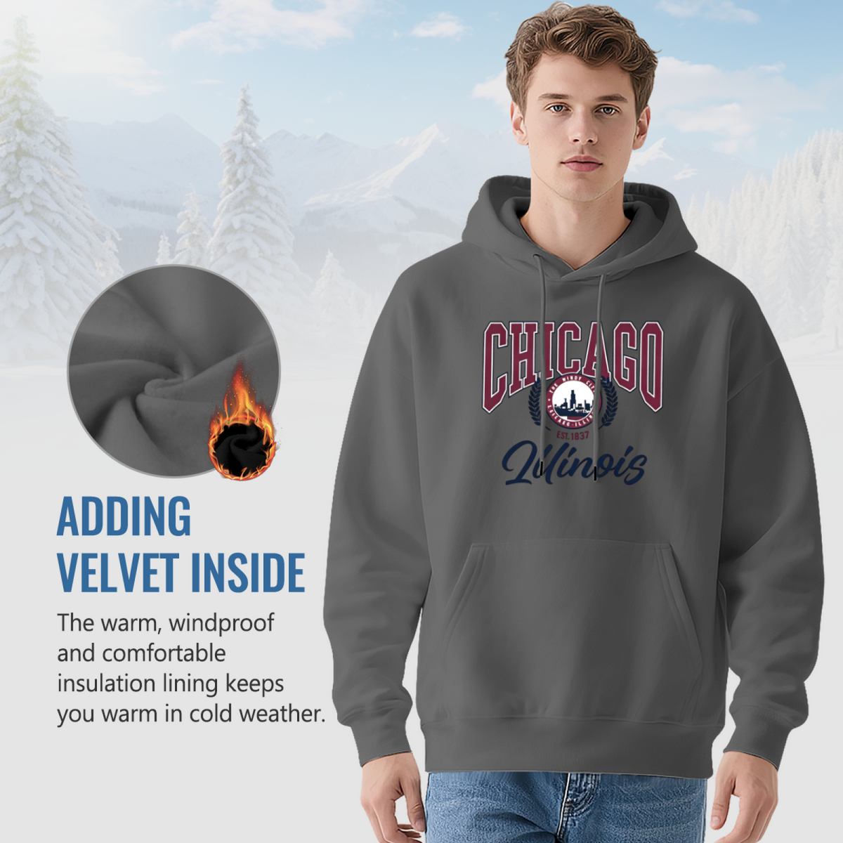Chicago Illinois Classic Varsity City Pride Hoodie