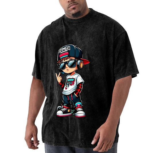 Cool Hip Hop Cartoon Boy With Headphones & Cap