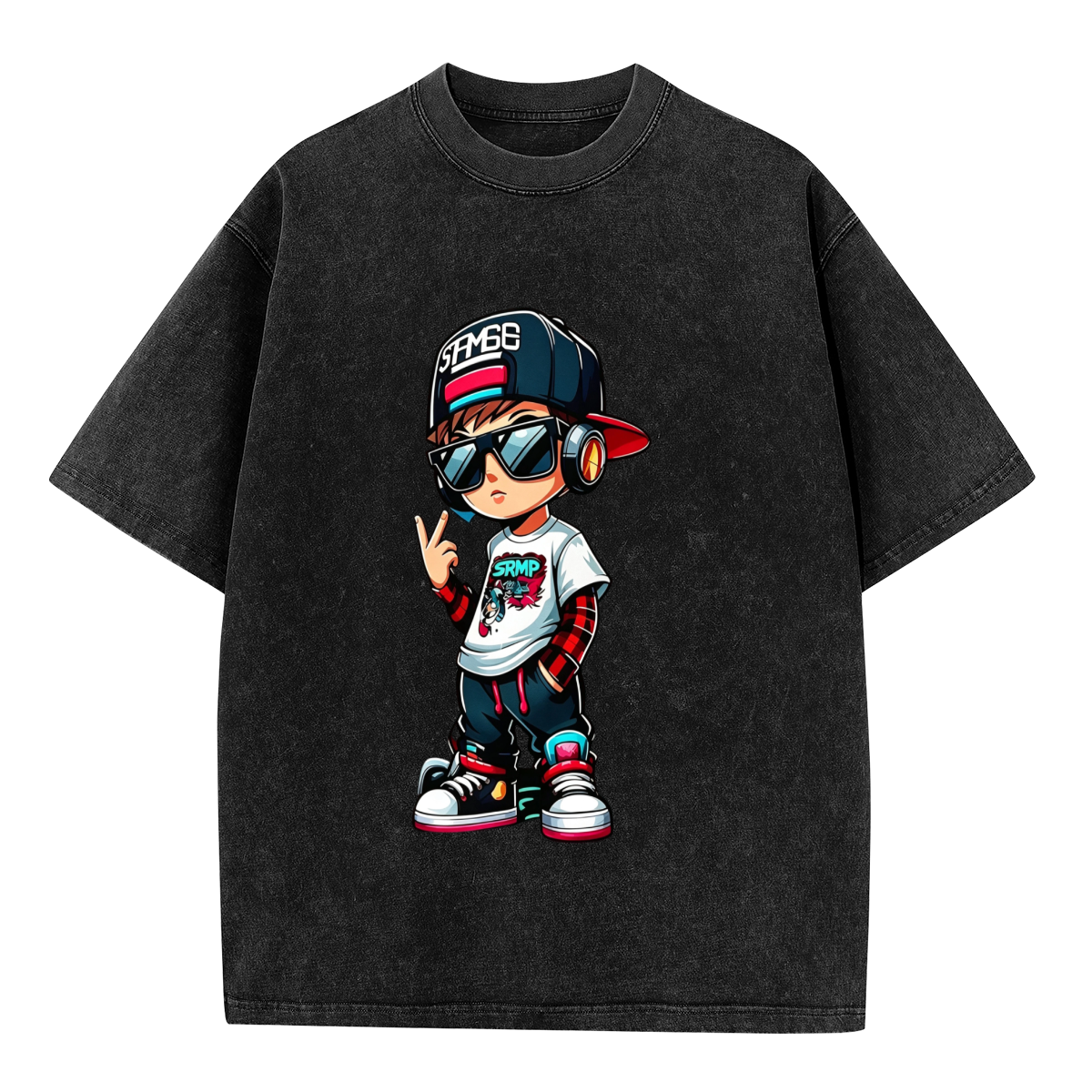 Cool Hip Hop Cartoon Boy With Headphones & Cap