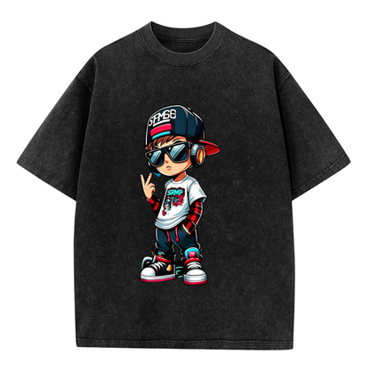 Cool Hip Hop Cartoon Boy With Headphones & Cap