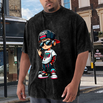 Cool Hip Hop Cartoon Boy With Headphones & Cap