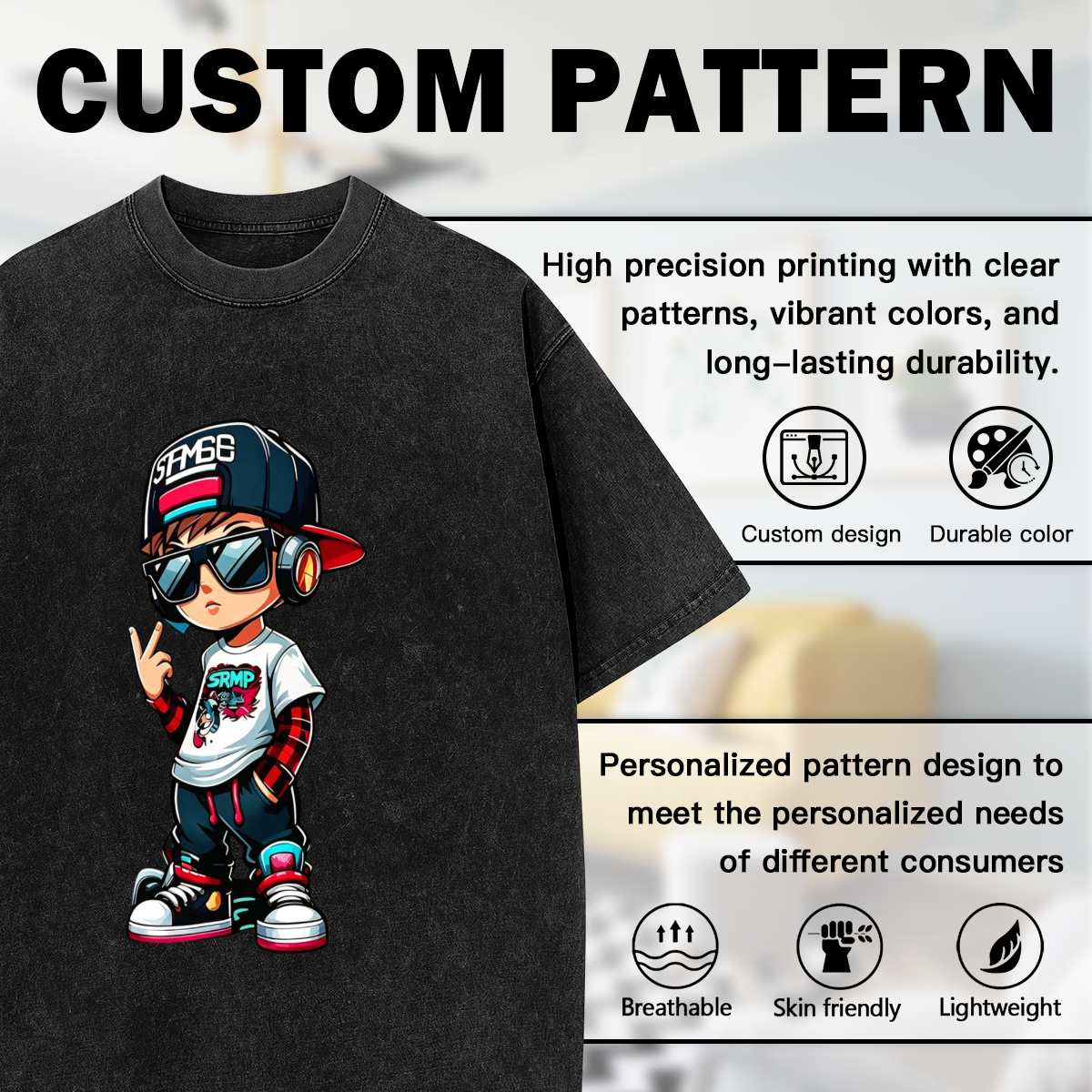 Cool Hip Hop Cartoon Boy With Headphones & Cap