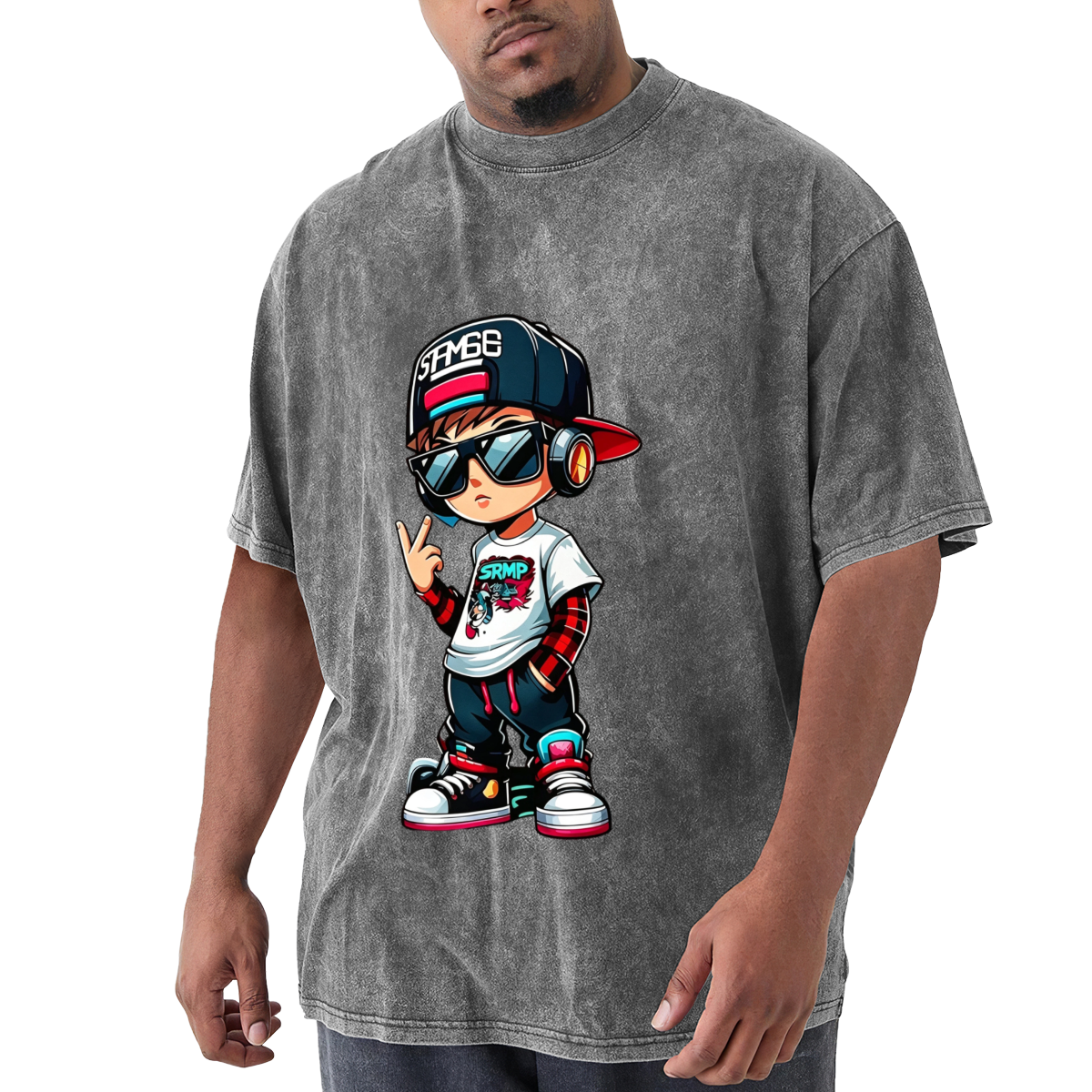 Cool Hip Hop Cartoon Boy With Headphones & Cap
