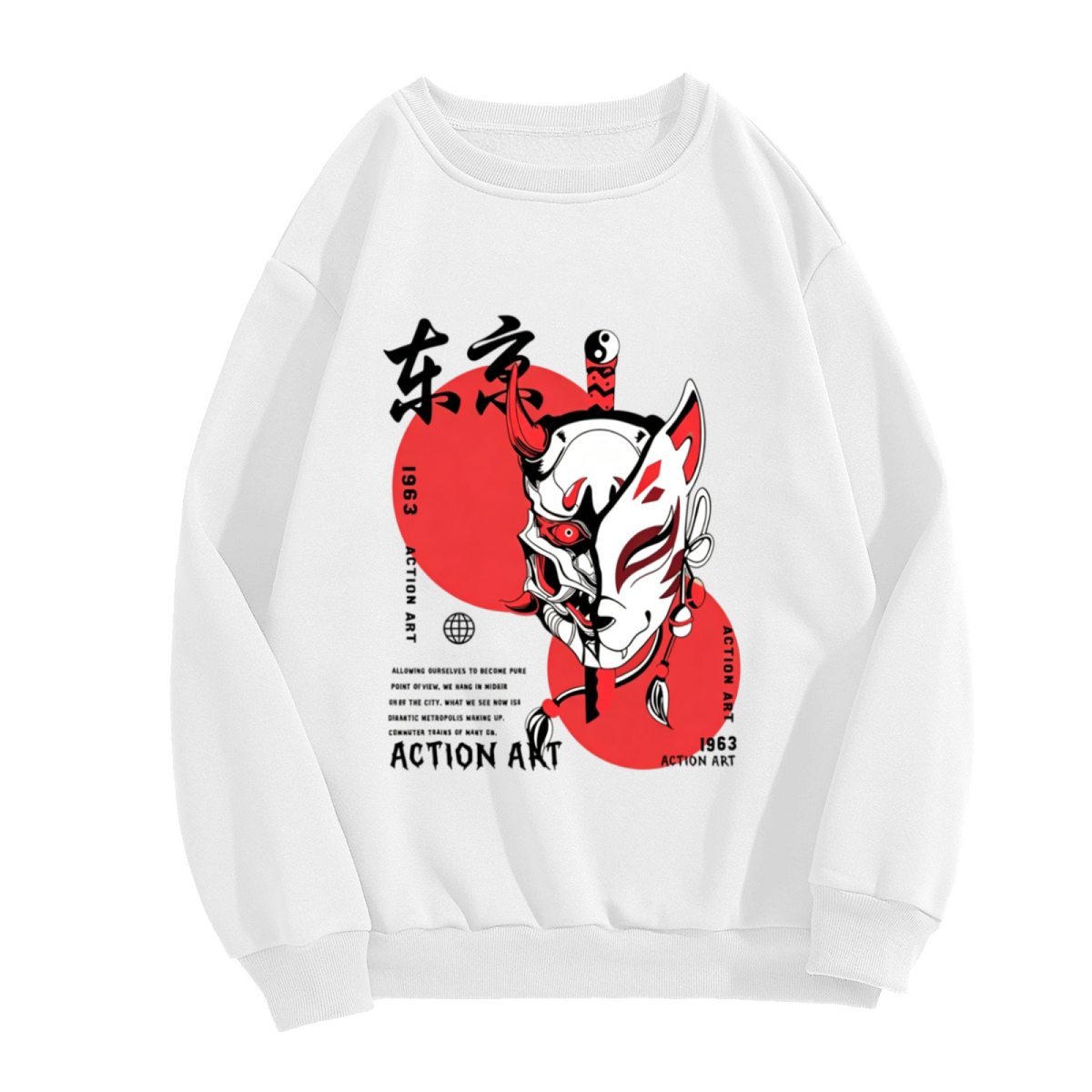 Tokyo Oni Mask Red Sun Japanese Street Sweatshirt