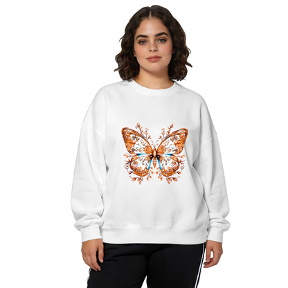 Ornate Vintage Orange Butterfly Art Crewneck Sweatshirt
