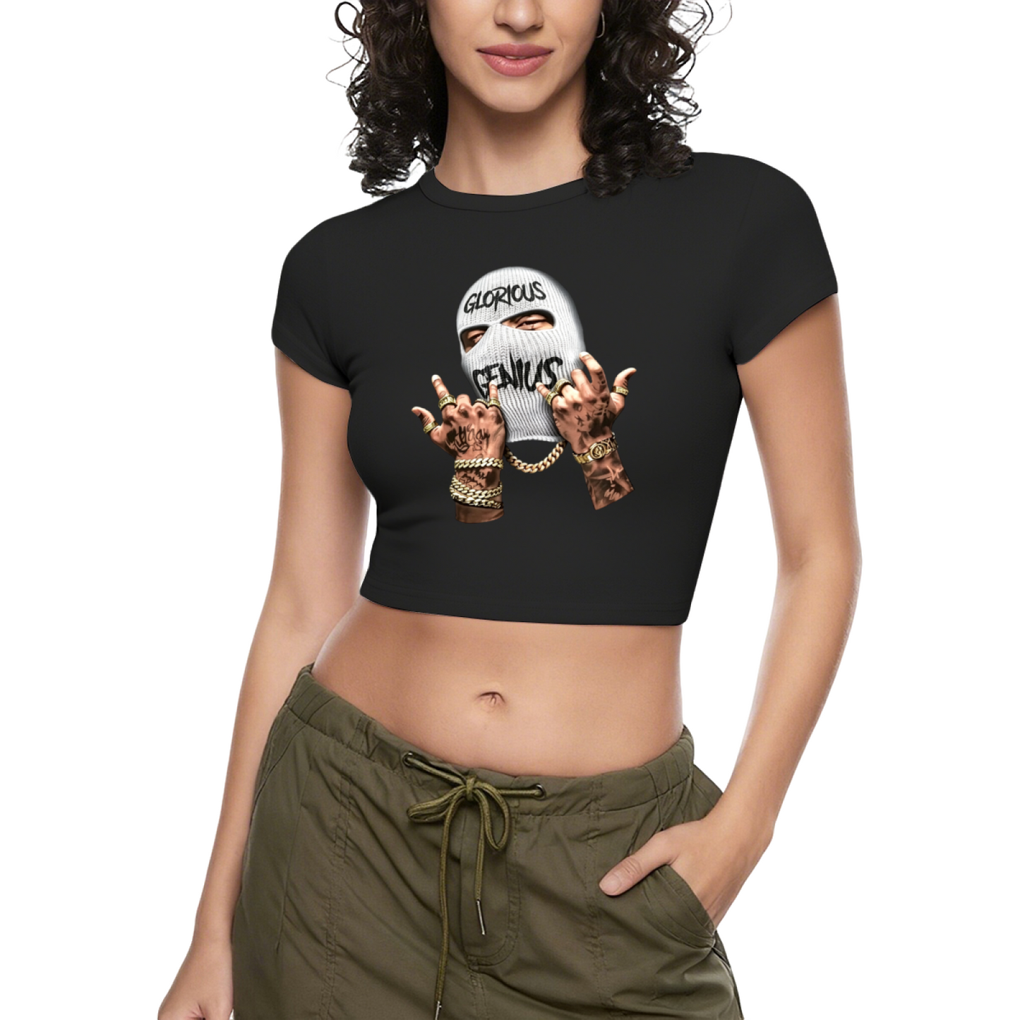 Hot Pink Glorious Genius Balaclava Streetwear Crop Top