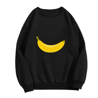 Minimalist Yellow Banana Graphic Crewneck Sweatshirt Simple Fruit Art Top