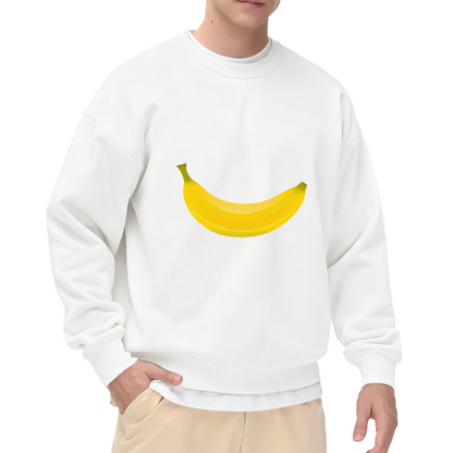 Minimalist Yellow Banana Graphic Crewneck Sweatshirt Simple Fruit Art Top