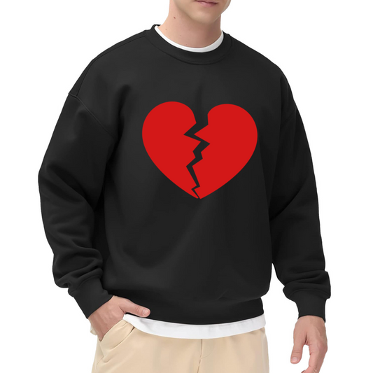 Broken Red Heart Emotional Statement Crew Neck Sweatshirt