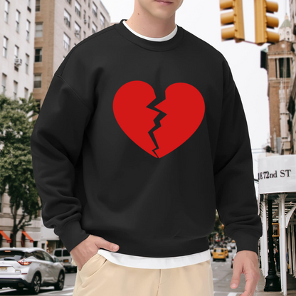 Broken Red Heart Emotional Statement Crew Neck Sweatshirt