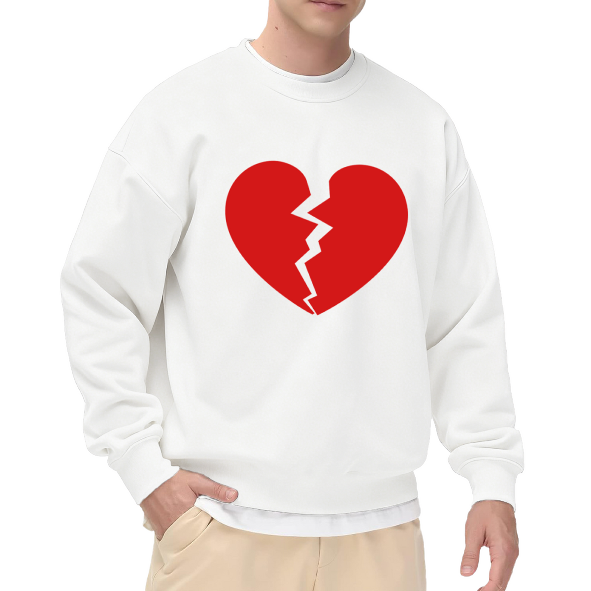 Broken Red Heart Emotional Statement Crew Neck Sweatshirt