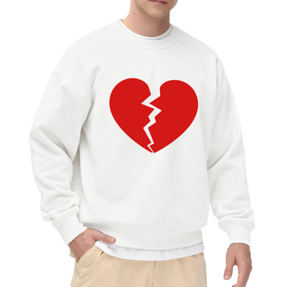 Broken Red Heart Emotional Statement Crew Neck Sweatshirt