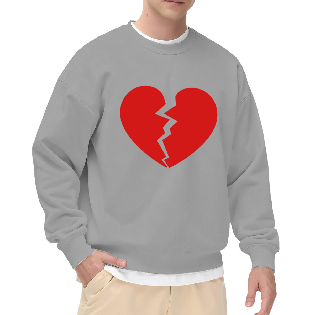 Broken Red Heart Emotional Statement Crew Neck Sweatshirt