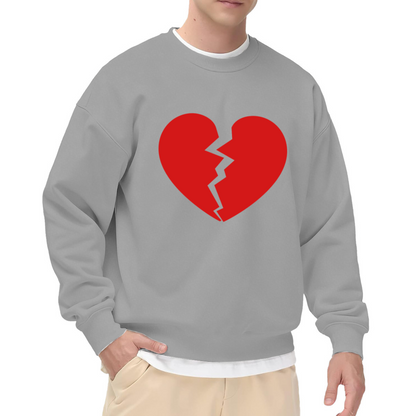 Broken Red Heart Emotional Statement Crew Neck Sweatshirt