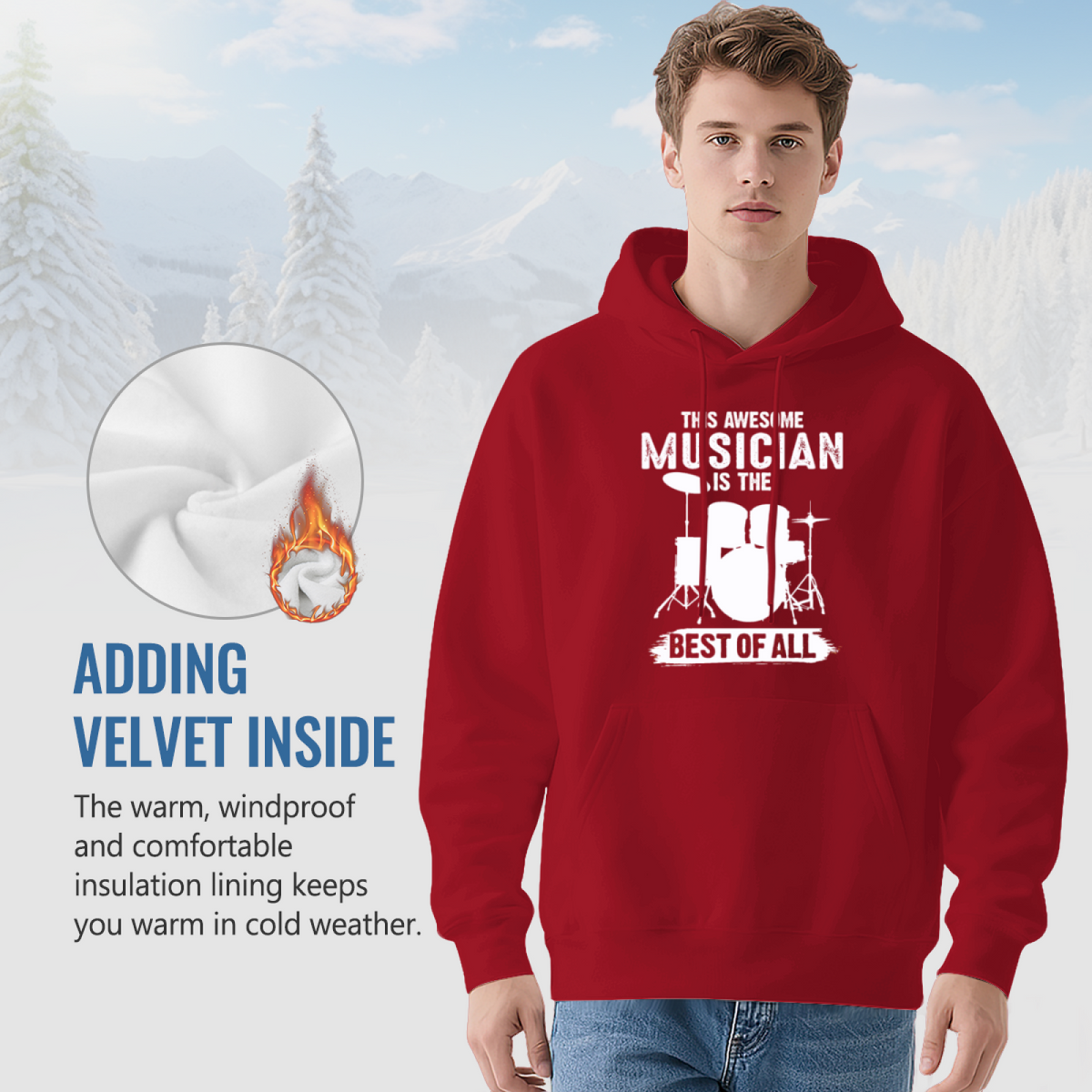 Men's Musician Hoodie: This Awesome Musician Is The Best, Comfy Fit